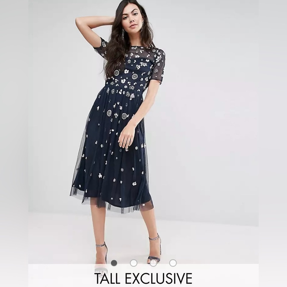 Tall Floral Embellished Midi Dress